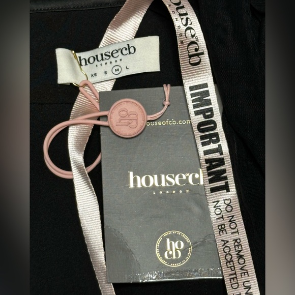 HOUSE OF CB Mina Plunge Long Sleeve Structured Corset Top Black M Edgy Bustier - Picture 2 of 16